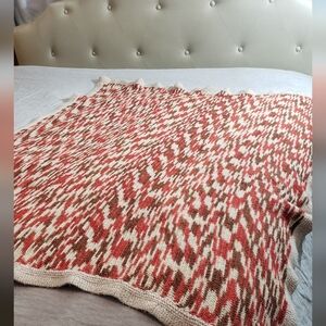 Crochet Afghan Southwest Rodeo Cowboy Ranch Country Living Blanket 49x59in